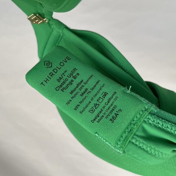 ThirdLove 24/7 Classic Uplift Plunge Bra Size 36A½ Green Smooth T-Shirt Mesh New - Picture 8 of 12
